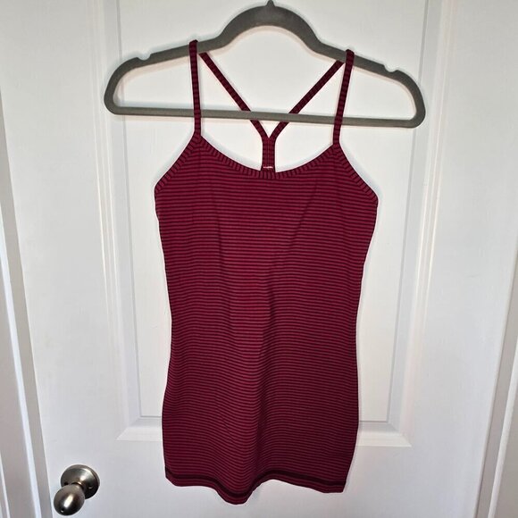 Lululemon Power Y Tank *Luon - 6 Parallel Stripe Cranberry - Picture 1 of 4